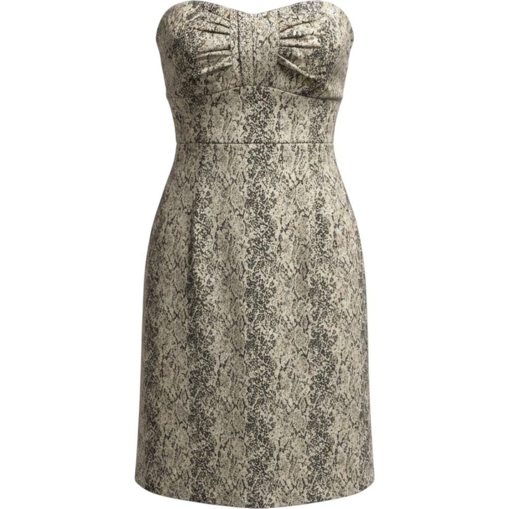Antonio Melani Ikeliene Snakeskin Strapless Dress Moss Gold Metallic animal NWT